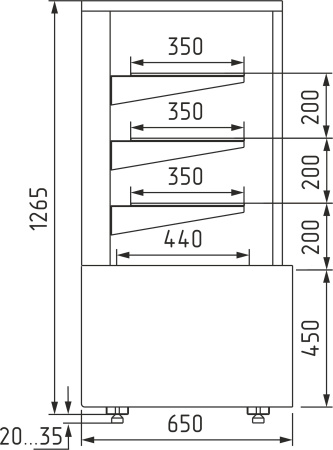 Витрина нейтральная Carboma KC70 N 0,6-1 LIGHT 9006-9005 (0,6 Cube ТЕХНО)