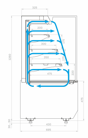 Горка холодильная Carboma KC70 VM 1,3-2 STANDARD 9005 (прямая боковина, версия 2.0)