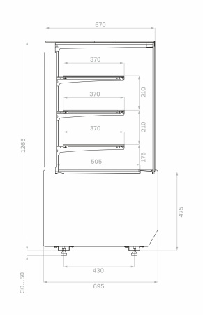 Витрина нейтральная Carboma KC70 N 1,3-1 LIGHT 9005 (версия 2.0)