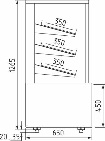 Витрина хлебная Carboma KC70 N 1,3-1 LIGHT Bread 9005-0430 (1,3 Cube со стеклом)